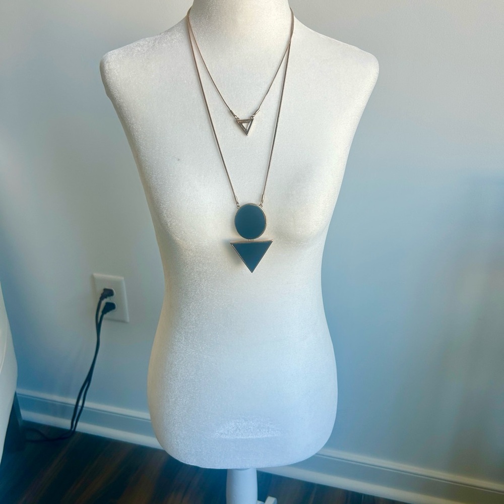 Gold / black geometric necklace
